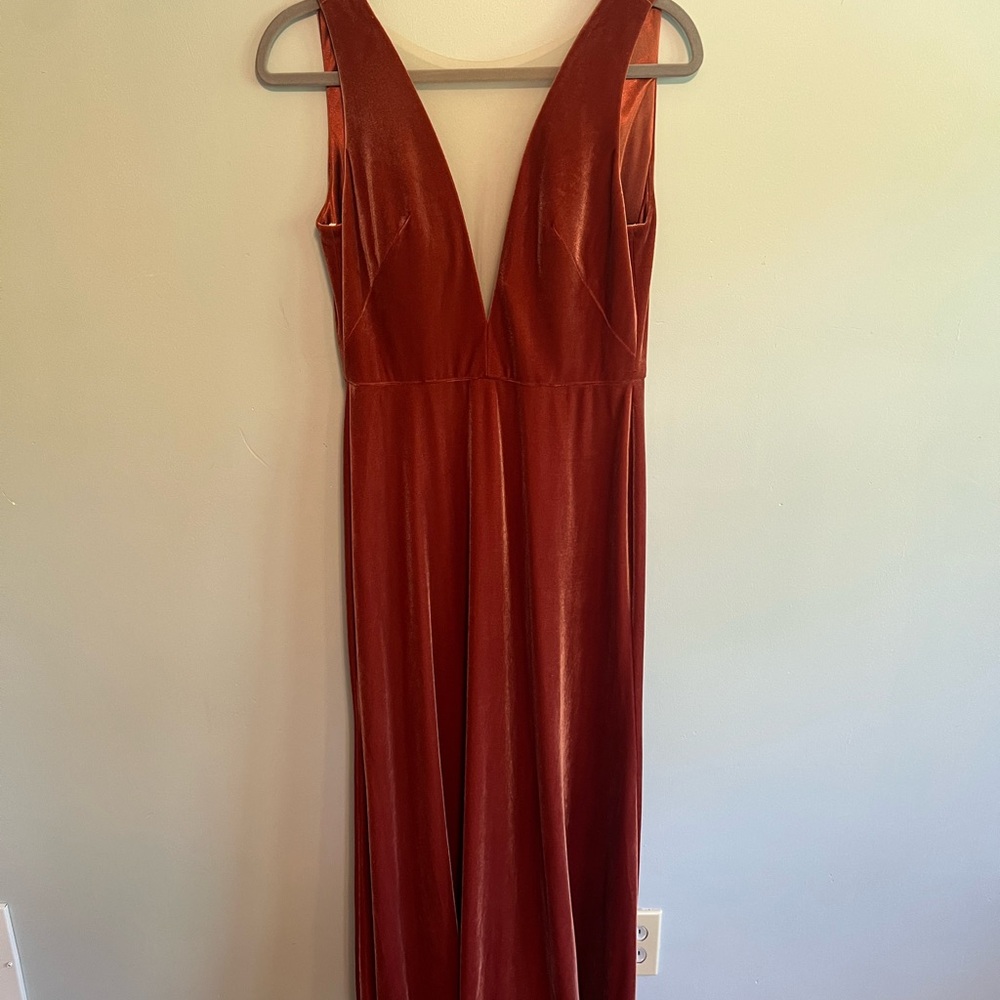 Elegant Rust Velvet Dress